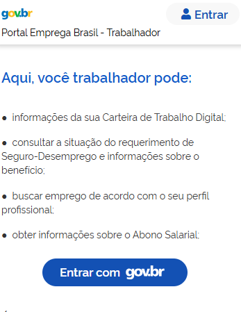 portal emprega brasil login