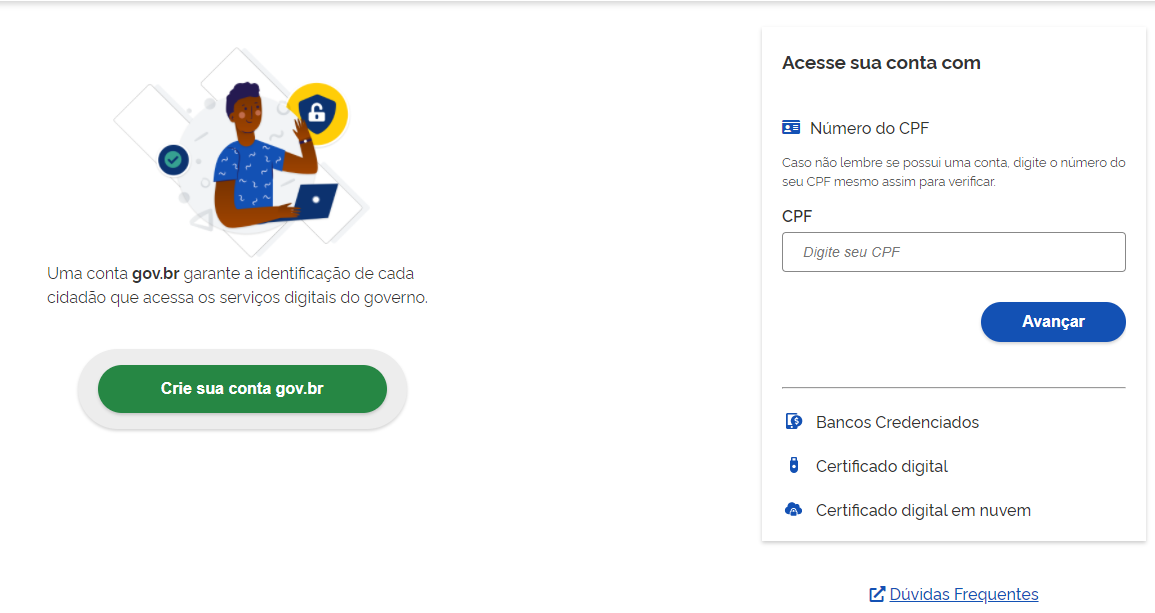 Você precisa fazer seu cadastramento no site Emprega Brasil.
