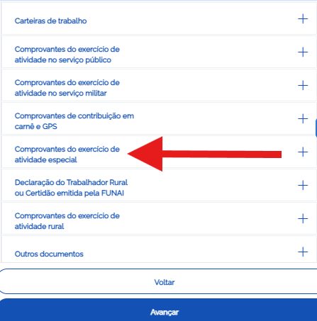 Documentos aposentadoria especial.