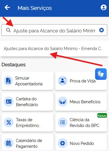 Ajuste alcance salário mínimo Meu INSS