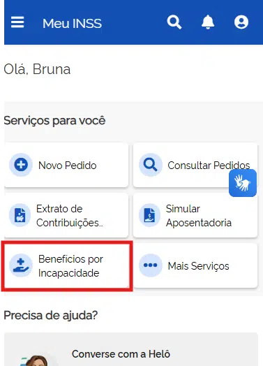 Benefícios por incapacidade no Meu INSS.