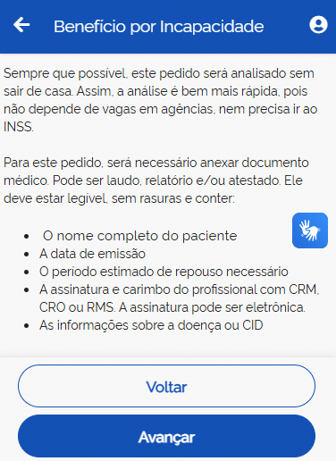 Serviço de benefício por incapacidade no Meu INSS