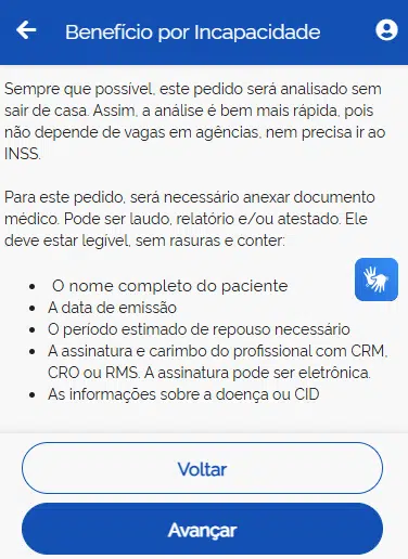 Informações de serviço Meu INSS.