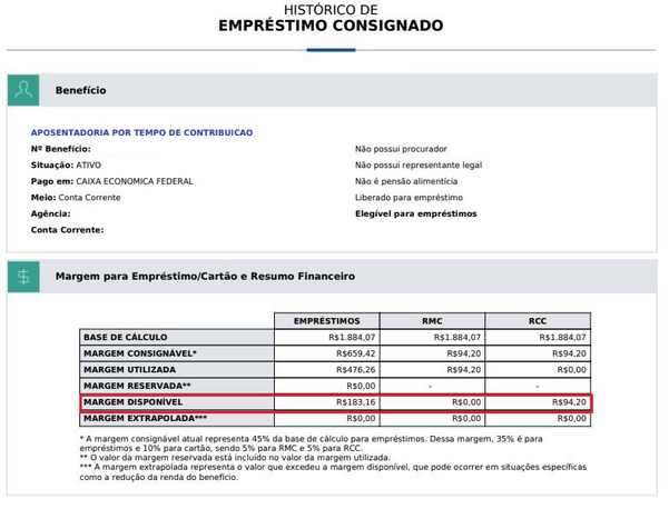 exemplo de extrato de empréstimo consignado rmc