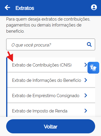 Extratos de contribuições CNIS