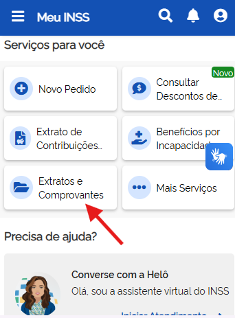 Extratos e comprovantes Meu INSS