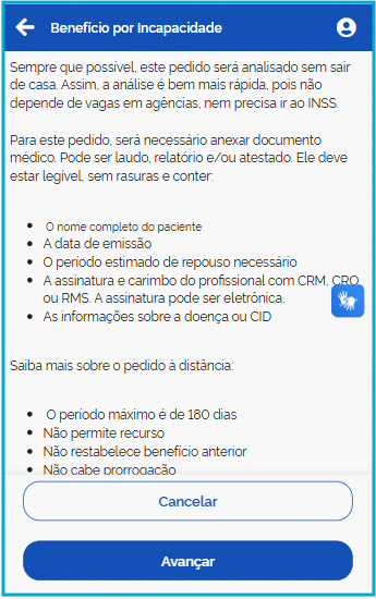 Informações do serviço de Atestmed INSS