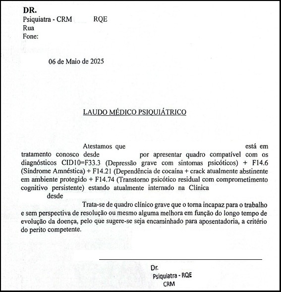Laudo médico psiquiátrico