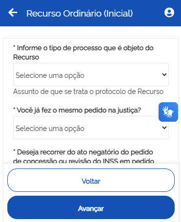 Recurso ordinário inicial no Meu INSS