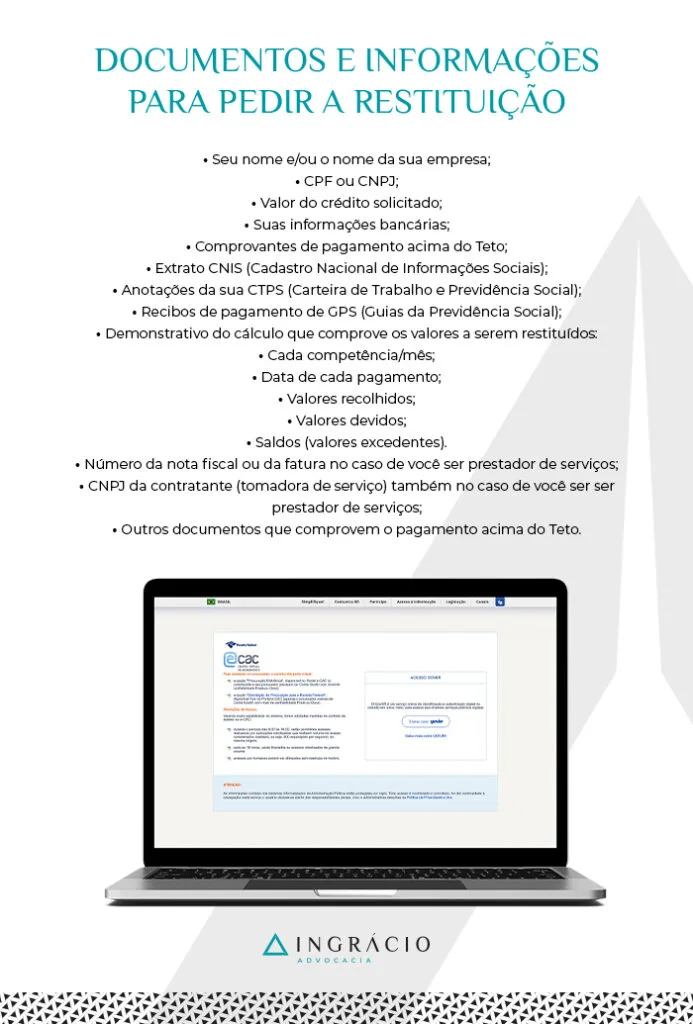 Documentos e informações para pedir a restituição