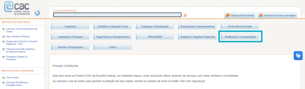Restituição e Compensação no Portal e-CAC
