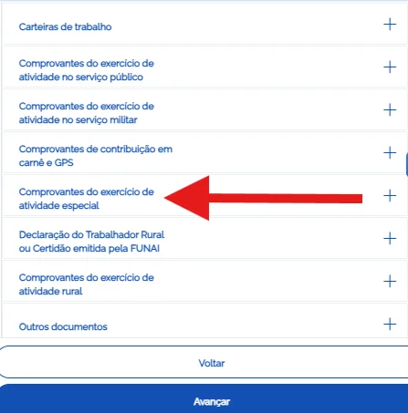 Comprovante do exercício de atividade especial.