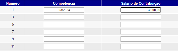 Competência/mês no SAL