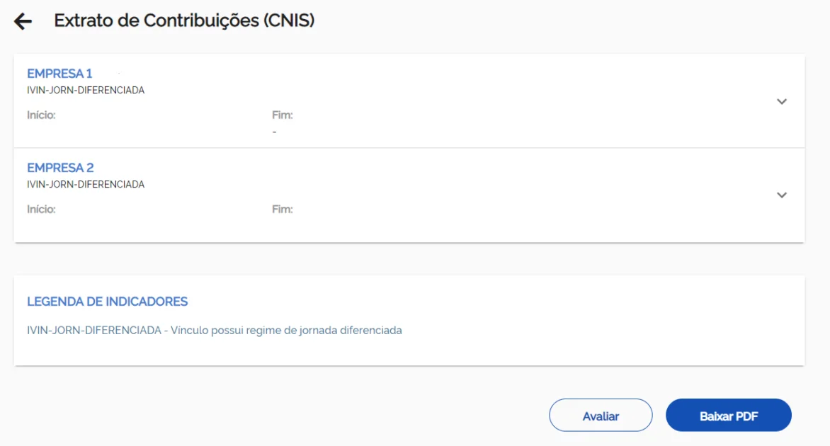 exemplo de extrato previdenciário CNIS