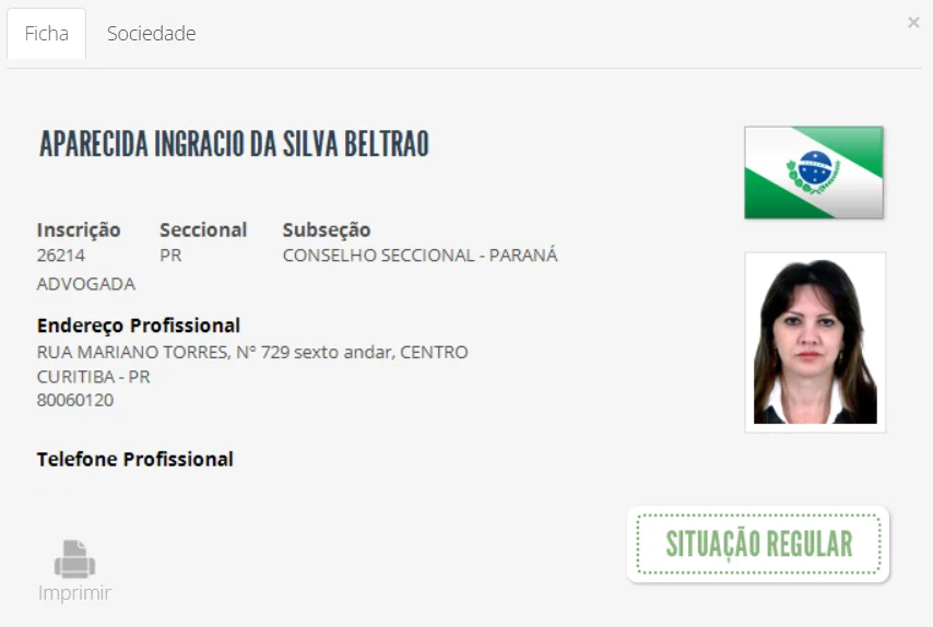 aparecida ingracio oab ativa e regular