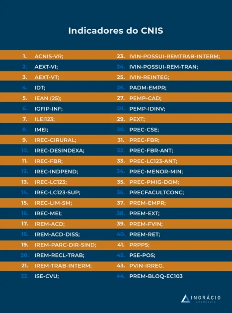 indicadores que poderão aparecer no seu CNIS. 