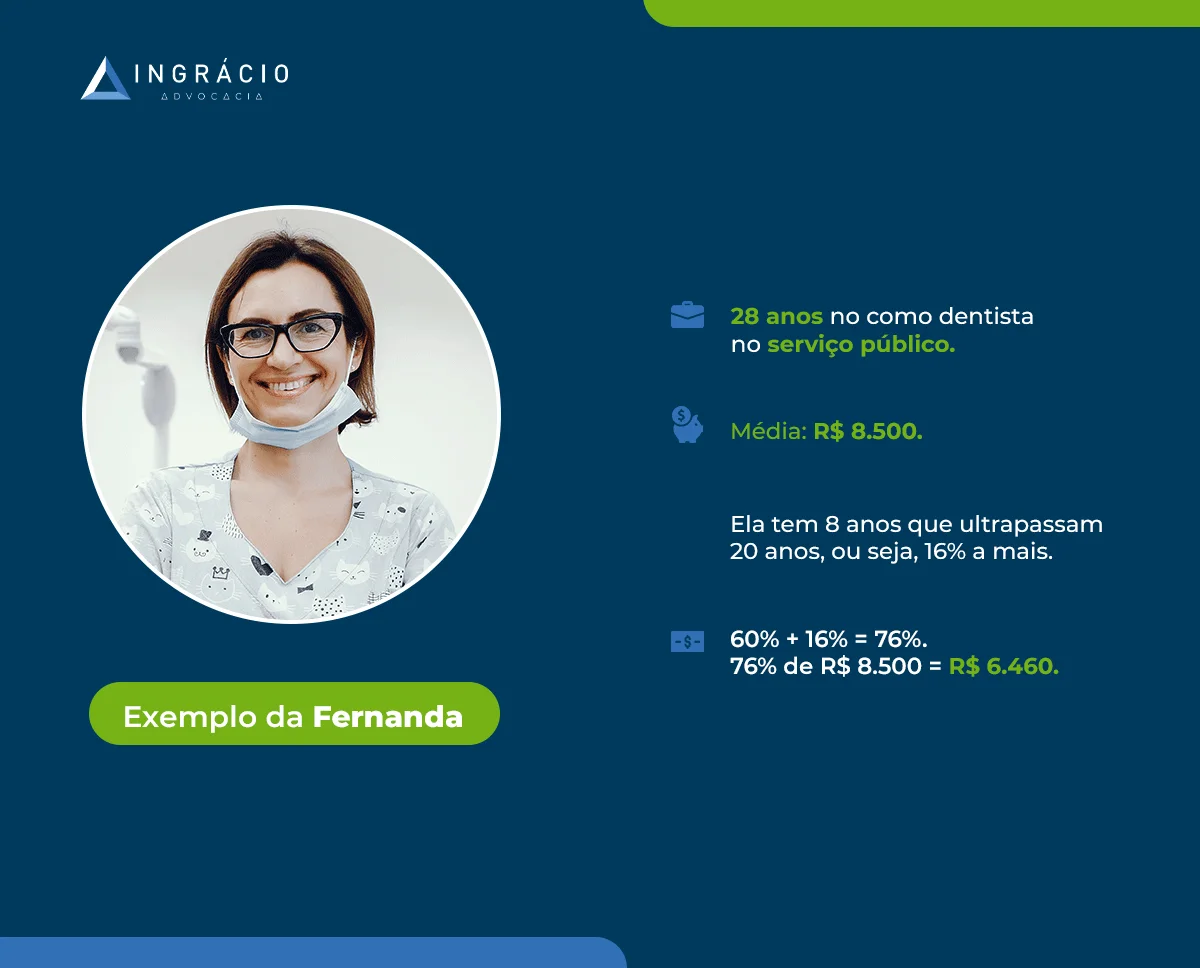 exemplo de cálculo de aposentadoria dentista servidor público