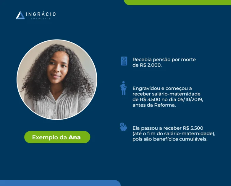 exemplo de cumulação de pensão por morte com salário maternidade