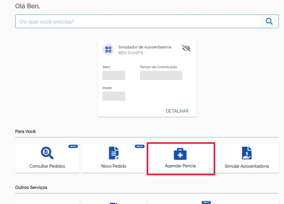 serviços do meu inss agendar perícia