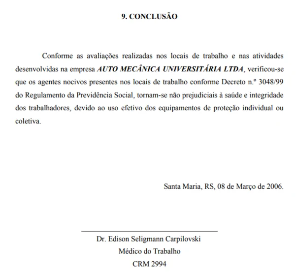 conclusão LTCAT