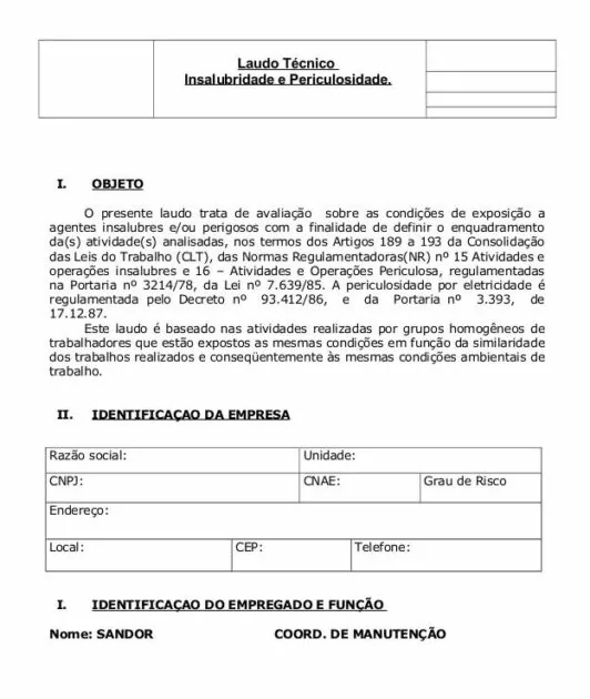 exemplo de LTCAT