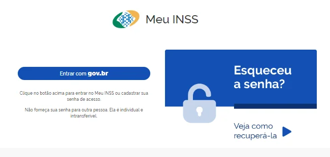 página inicial do Meu INSS