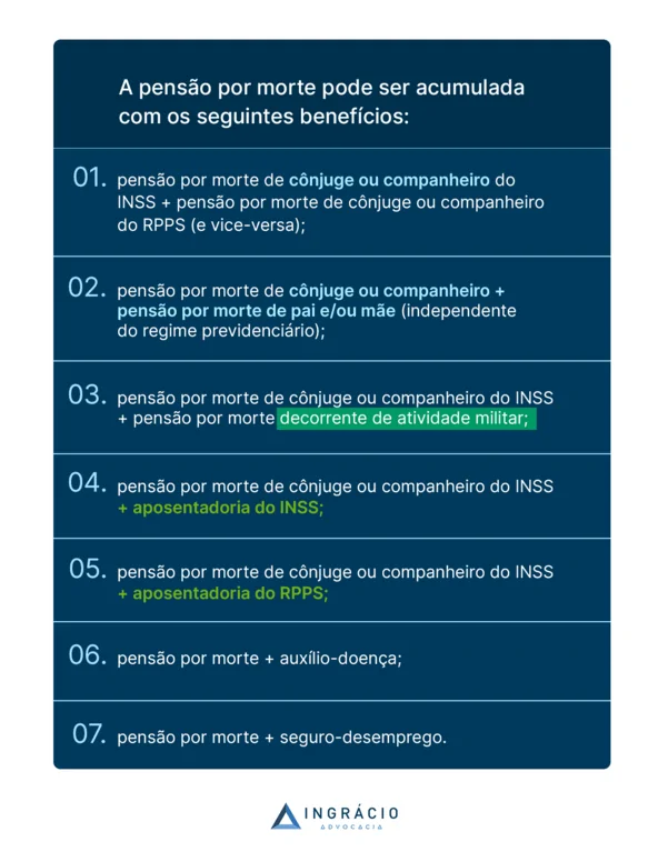 com quais benefículos a pensão por morte pode ser acumulada