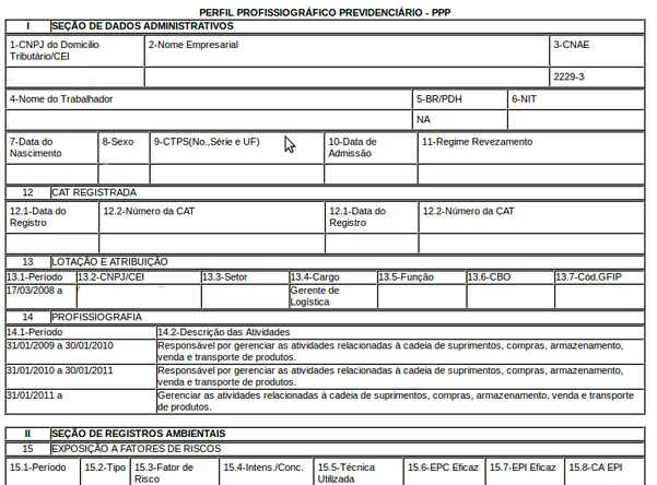 Perfil Profissiográfico Previdenciário.