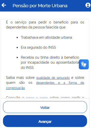 Informações sobre o serviço de Pensão por Morte Urbana no Meu INSS