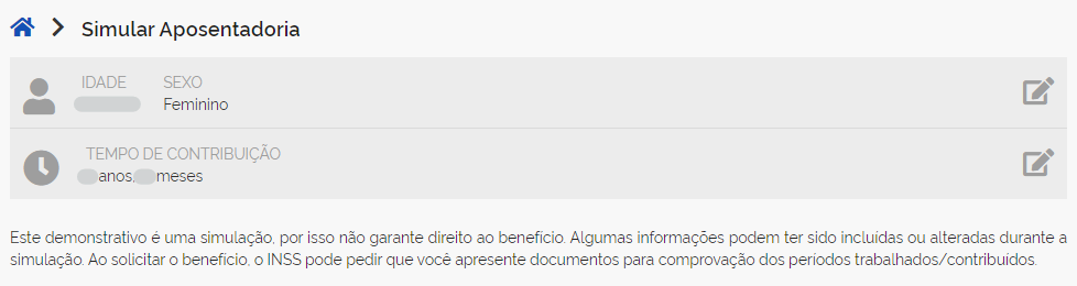 Simulação de tempo de contribuição no Meu INSS