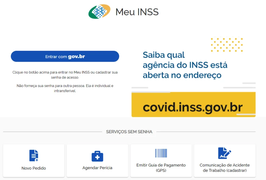 Entrar com gov.br no Meu INSS.