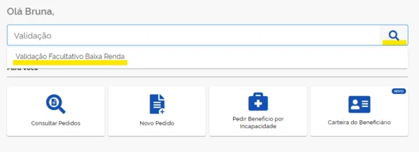 validação facultativo baixa renda
