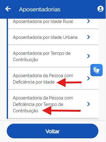 Aposentadoria PcD por idade e por tempo de contribuição no Meu INSS