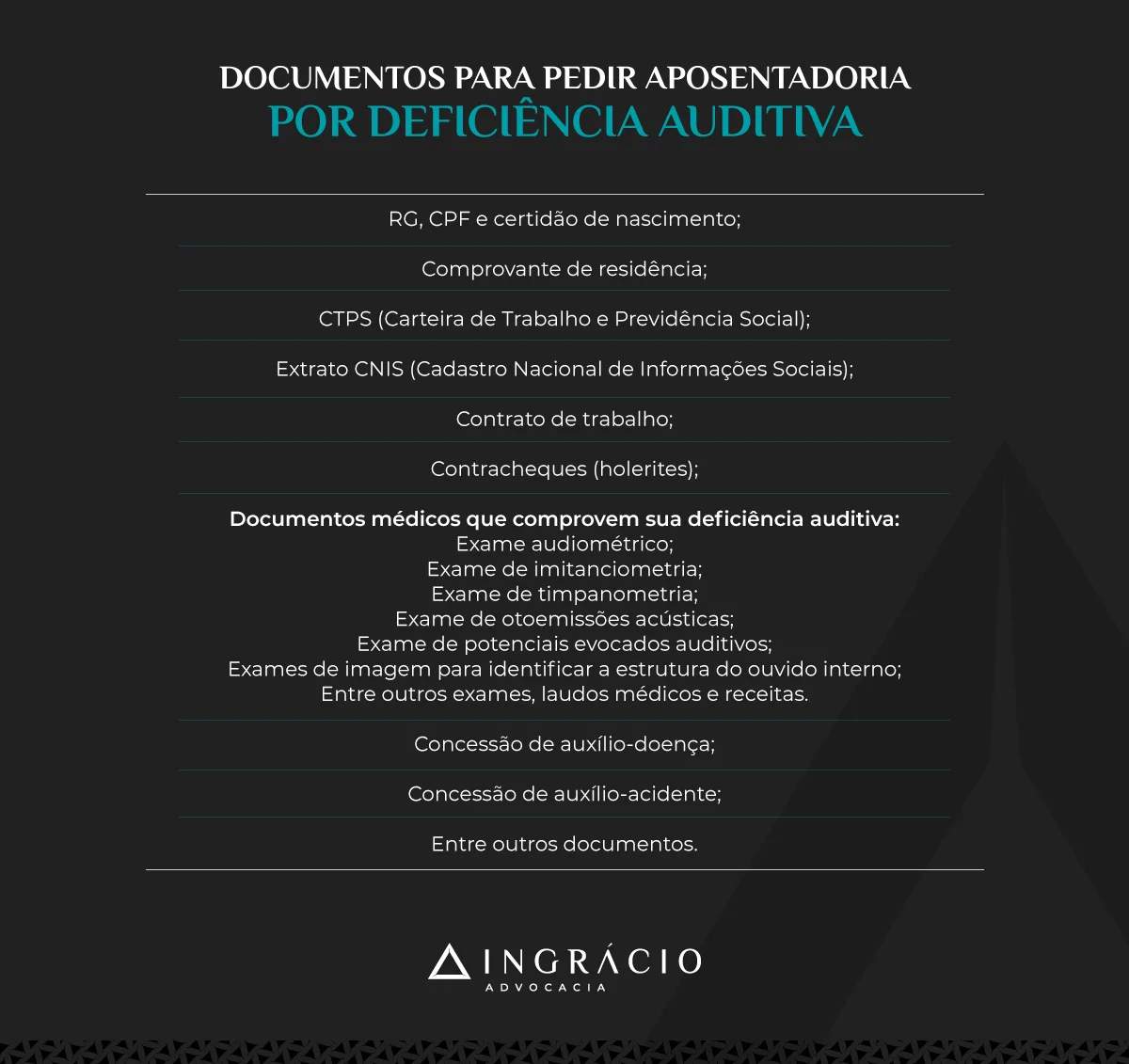 Documentos necessários para pedir aposentadoria por deficiência auditiva