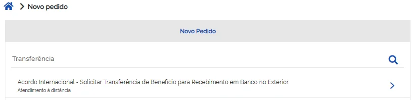 pedido inss solicitar transferência de benefício para recebimento em banxo no exterior