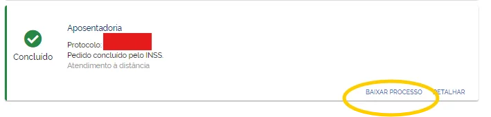 processo aposentadoria concluído meu inss