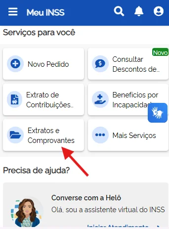 Extratos e comprovantes Meu INSS