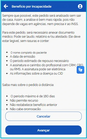 Informações do serviço de Atestmed INSS